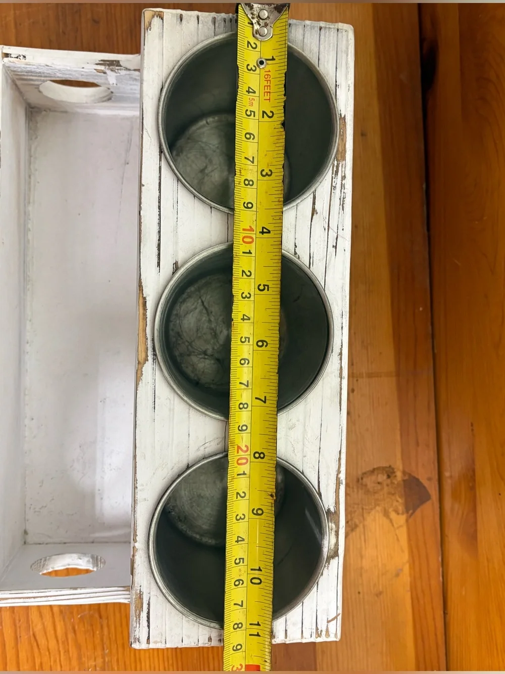 Hello Beautiful White Rustic Wood Organizer with 3 Stainless Cups